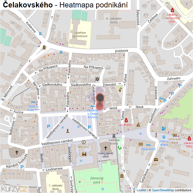 Mapa Čelakovského - Firmy v ulici.