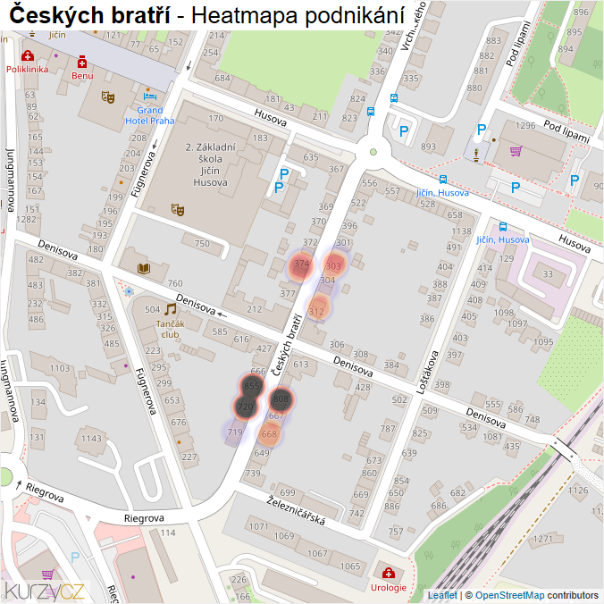 Mapa Českých bratří - Firmy v ulici.