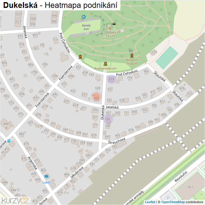 Mapa Dukelská - Firmy v ulici.