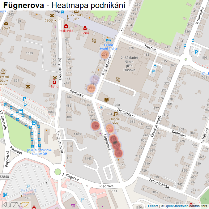 Mapa Fügnerova - Firmy v ulici.