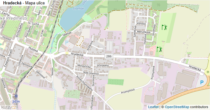 Hradecká - mapa ulice
