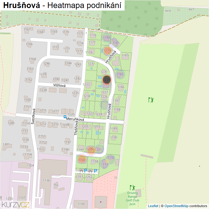 Mapa Hrušňová - Firmy v ulici.