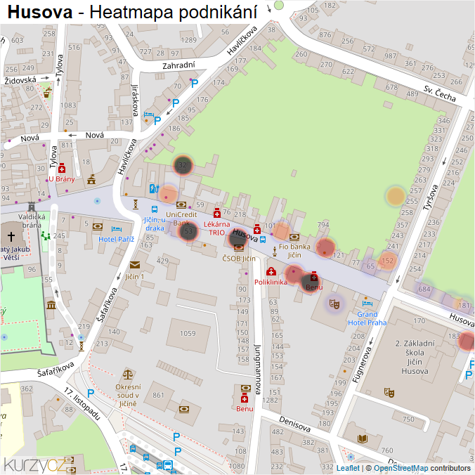 Mapa Husova - Firmy v ulici.