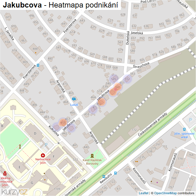 Mapa Jakubcova - Firmy v ulici.