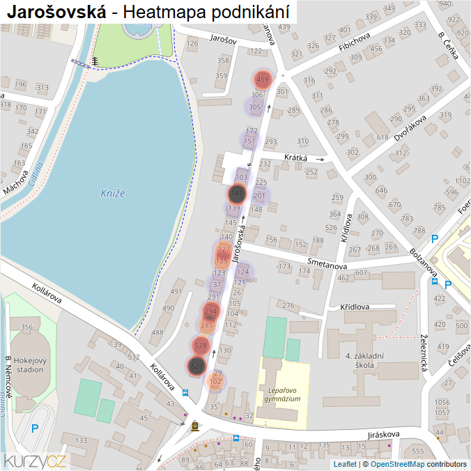 Mapa Jarošovská - Firmy v ulici.