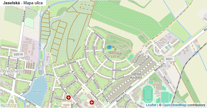 Jaselská - mapa ulice