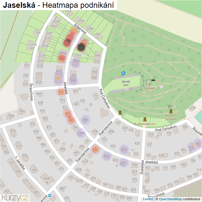 Mapa Jaselská - Firmy v ulici.