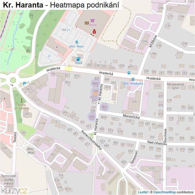 Mapa Kr. Haranta - Firmy v ulici.