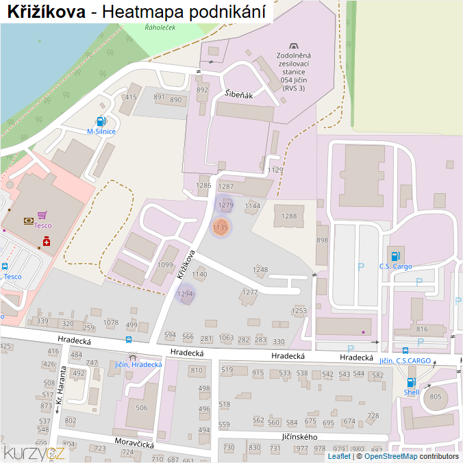 Mapa Křižíkova - Firmy v ulici.