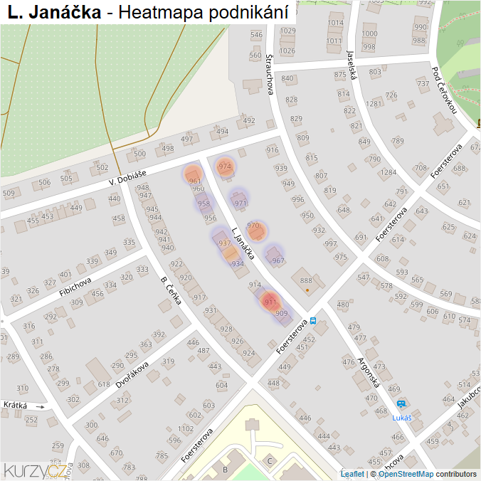 Mapa L. Janáčka - Firmy v ulici.