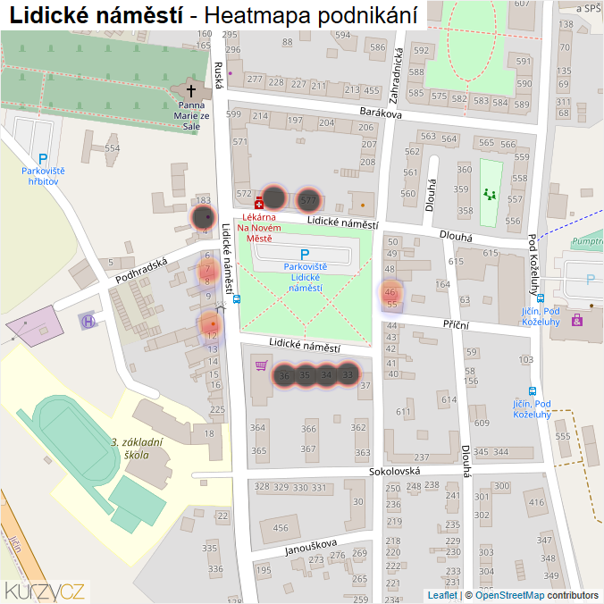 Mapa Lidické náměstí - Firmy v ulici.