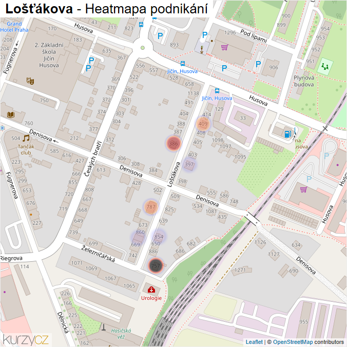Mapa Lošťákova - Firmy v ulici.