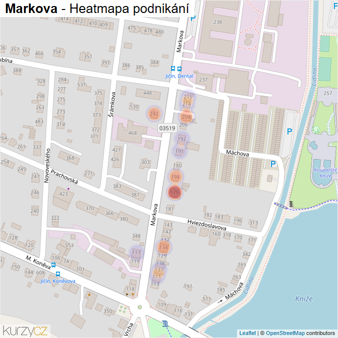 Mapa Markova - Firmy v ulici.