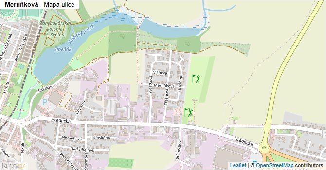 Meruňková - mapa ulice