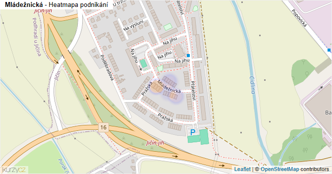 Mládežnická - mapa podnikání