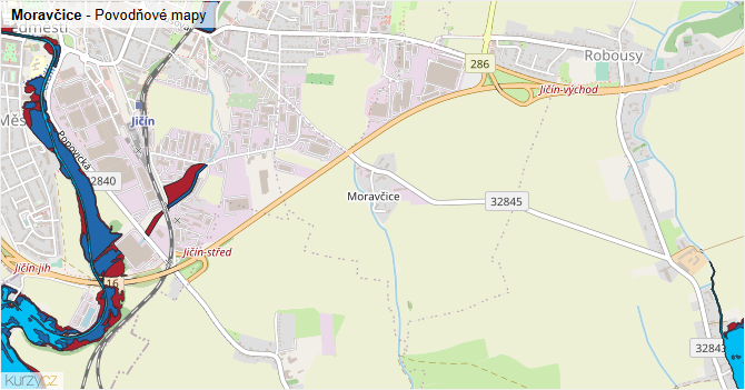 Moravčice - záplavové mapy stoleté vody
