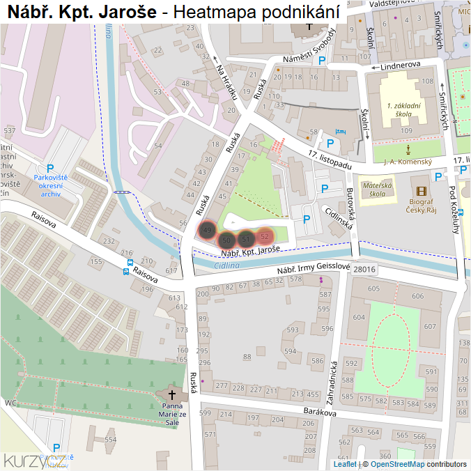 Mapa Nábř. Kpt. Jaroše - Firmy v ulici.