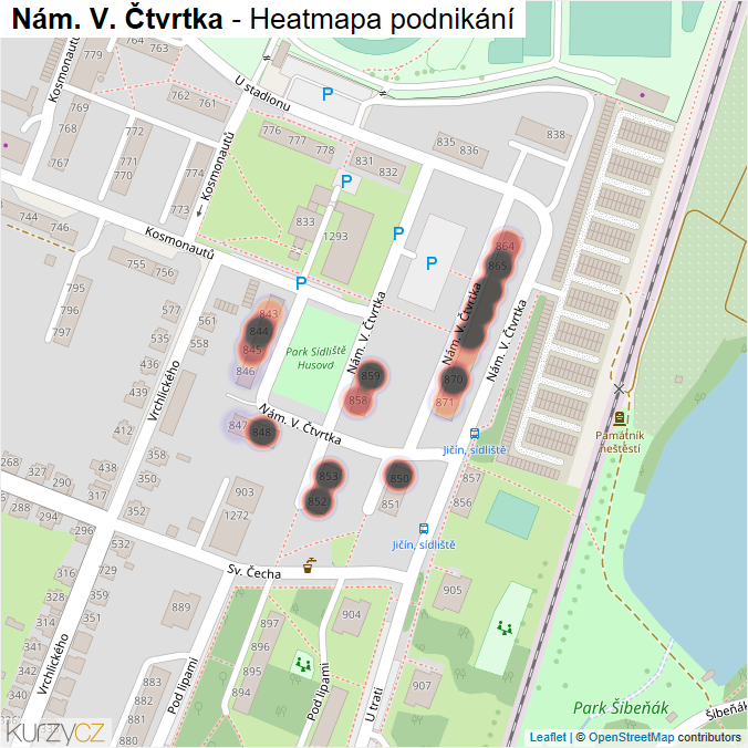 Mapa Nám. V. Čtvrtka - Firmy v ulici.