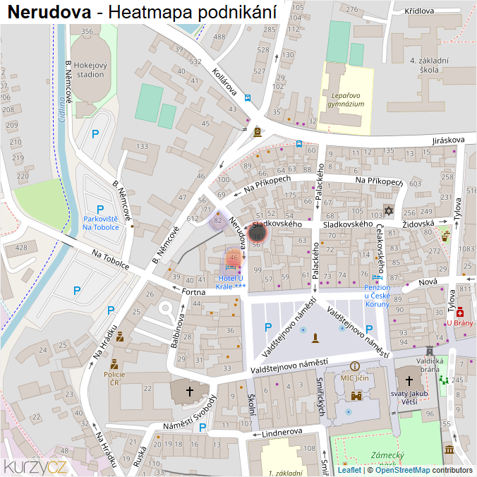 Mapa Nerudova - Firmy v ulici.