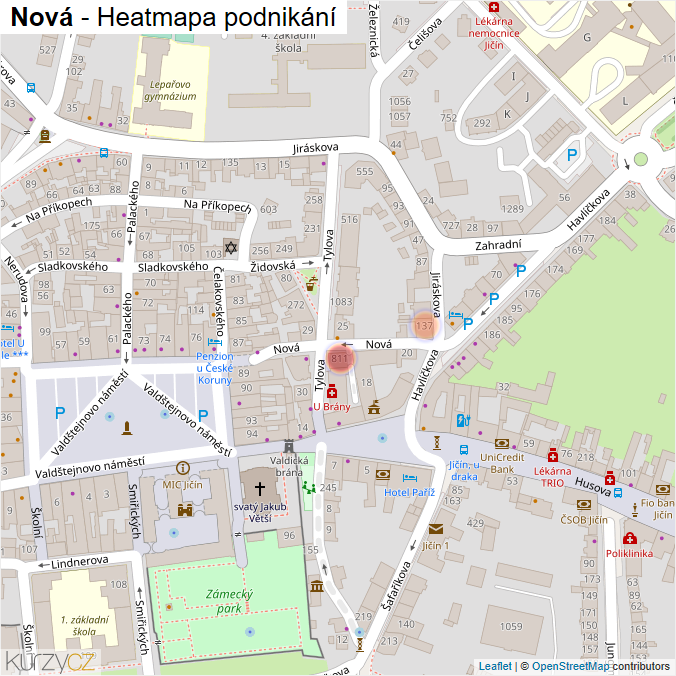 Mapa Nová - Firmy v ulici.