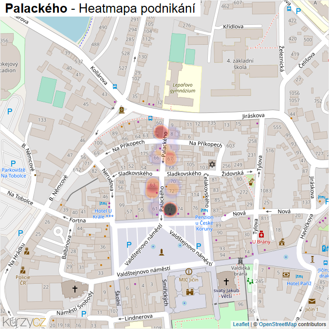 Mapa Palackého - Firmy v ulici.