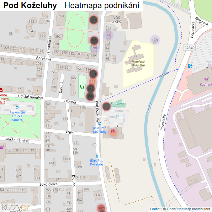 Mapa Pod Koželuhy - Firmy v ulici.