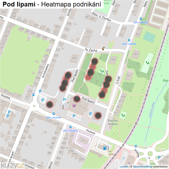 Mapa Pod lipami - Firmy v ulici.