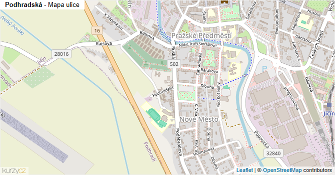 Podhradská - mapa ulice
