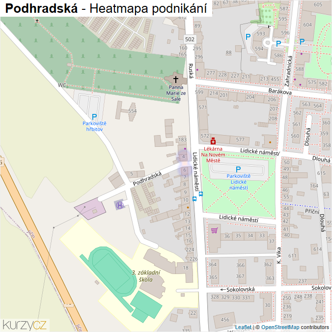 Mapa Podhradská - Firmy v ulici.