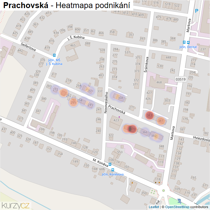 Mapa Prachovská - Firmy v ulici.