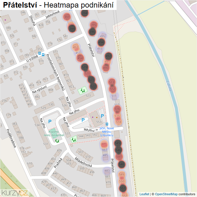 Mapa Přátelství - Firmy v ulici.