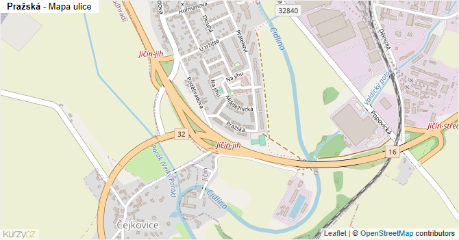 Pražská - mapa ulice