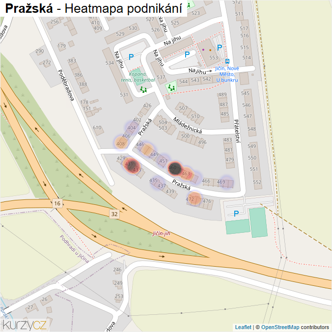 Mapa Pražská - Firmy v ulici.