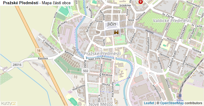 Pražské Předměstí - mapa části obce