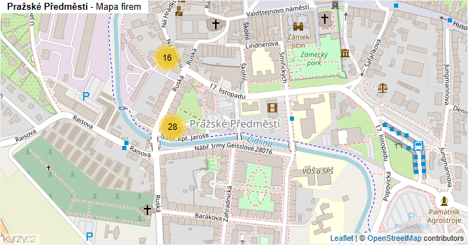 Pražské Předměstí - mapa firem
