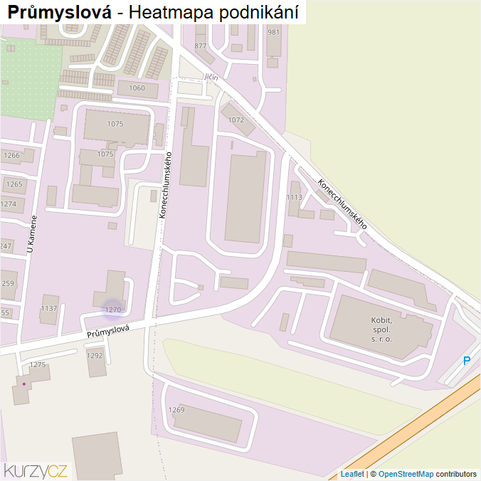 Mapa Průmyslová - Firmy v ulici.