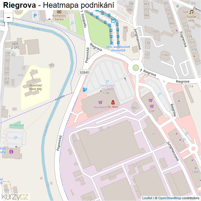 Mapa Riegrova - Firmy v ulici.