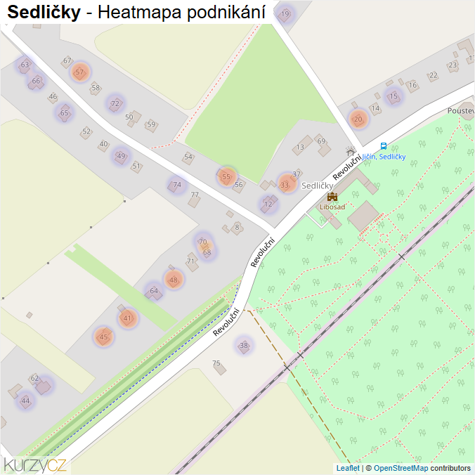 Mapa Sedličky - Firmy v části obce.