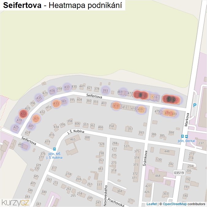 Mapa Seifertova - Firmy v ulici.