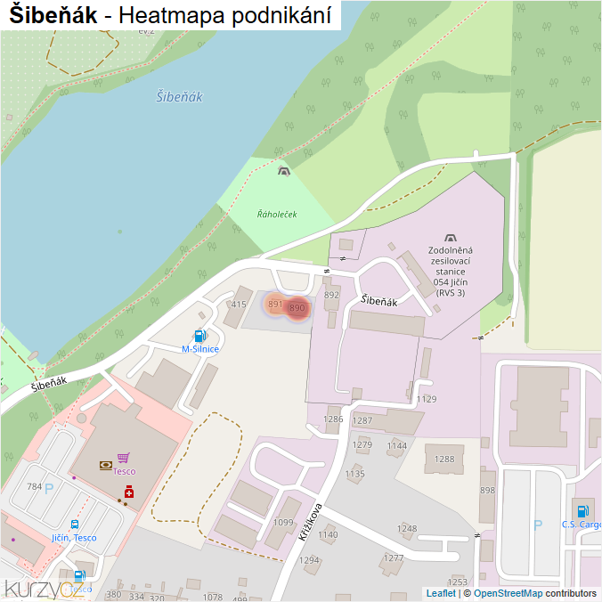 Mapa Šibeňák - Firmy v ulici.