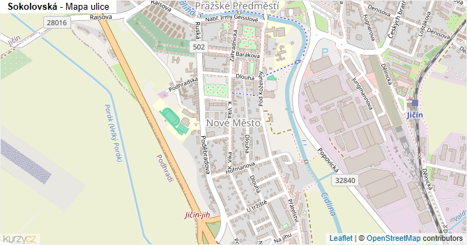 Sokolovská - mapa ulice