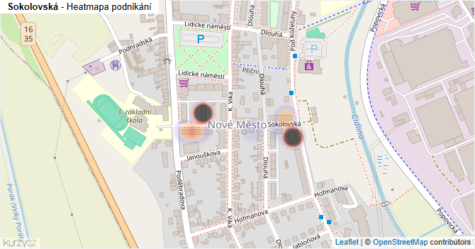 Sokolovská - mapa podnikání