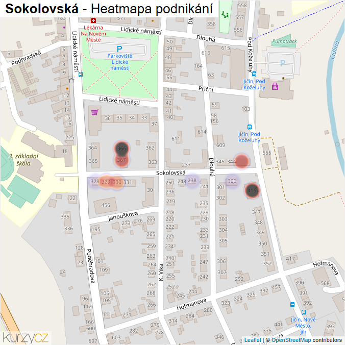 Mapa Sokolovská - Firmy v ulici.