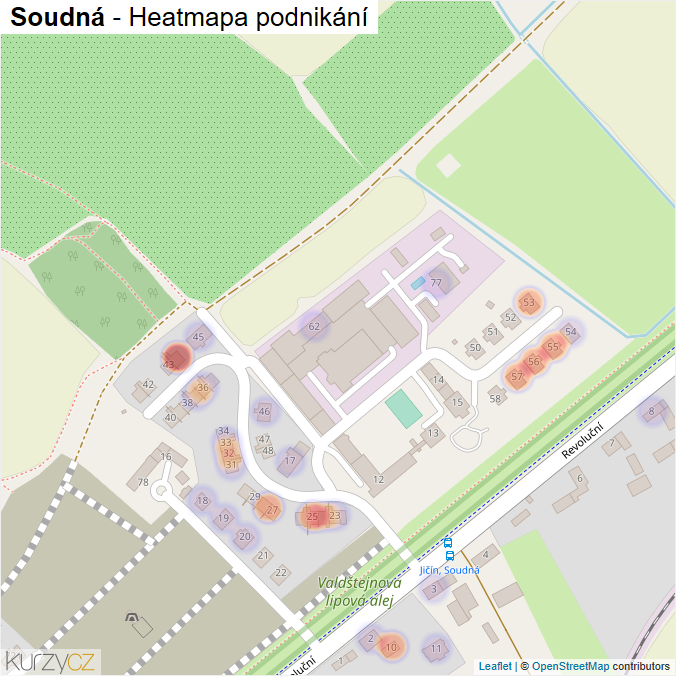 Mapa Soudná - Firmy v části obce.