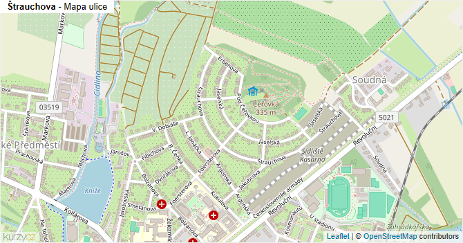 Štrauchova - mapa ulice