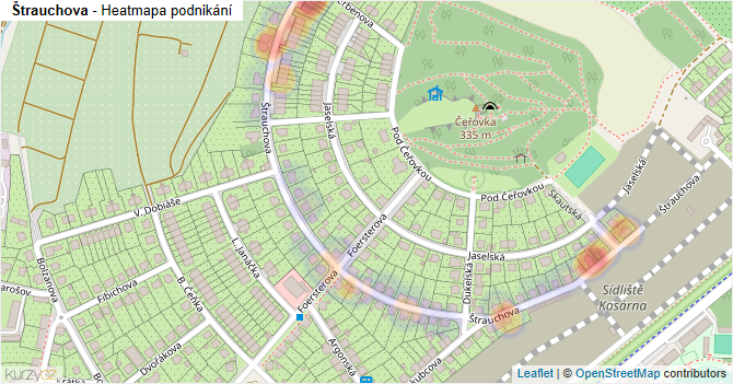Štrauchova - mapa podnikání