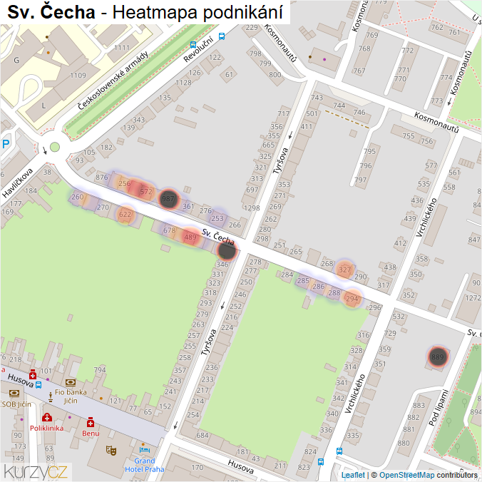 Mapa Sv. Čecha - Firmy v ulici.