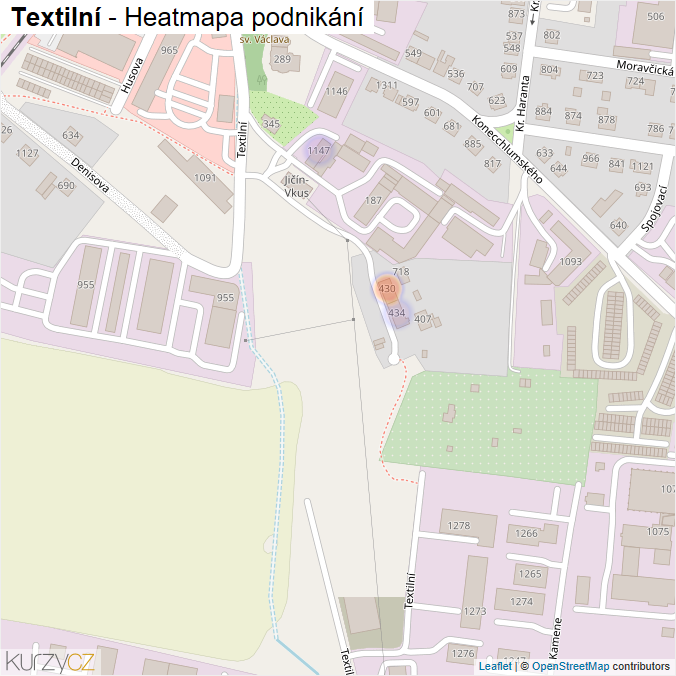 Mapa Textilní - Firmy v ulici.