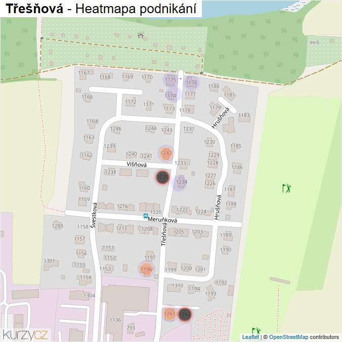 Mapa Třešňová - Firmy v ulici.