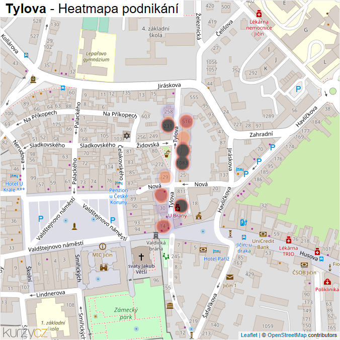 Mapa Tylova - Firmy v ulici.